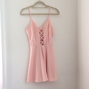 Baby Pink Lace-Up Dress Size M
